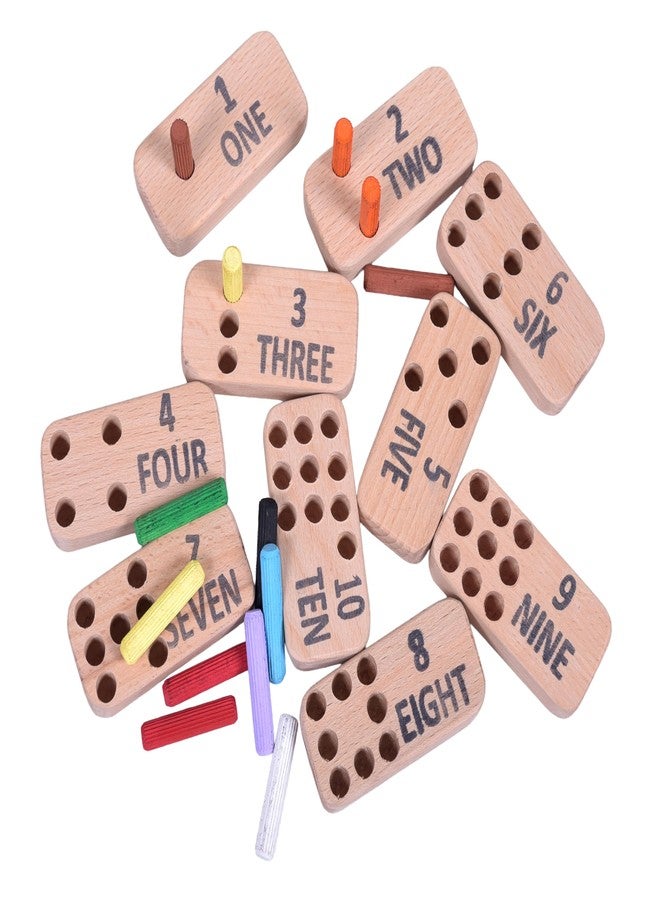 RCW Wooden Number Peg Board, 1-10 Number Recognition with 10 Pegs, Montessori Inspired Counting Toy for Toddlers, Fine Motor Skills, Hand Eye Coordination with 20 Colorful PIN - Image 1